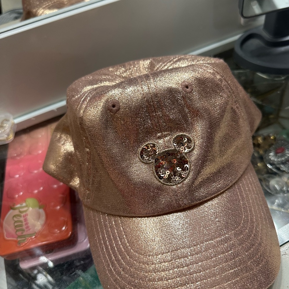 Disney Rose Gold Cap with Glitter Accents